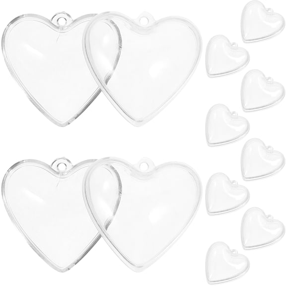 BESTYASH 10pcs Clear Ornaments for Crafts Fillable PVC Floating Heart Balls for Aquarium Owners