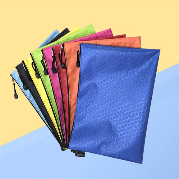 BESTYASH 10Pcs Waterproof Canvas File Bag with Zipper and Ball Pattern for Office Document Storage