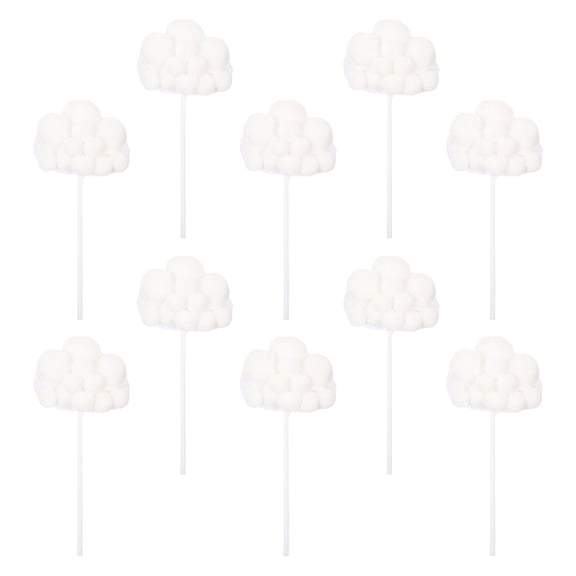 BESTYASH 10Pcs White Cloud Cake Picks Cake Decorative Toppers for Party Wedding Dessert Decor