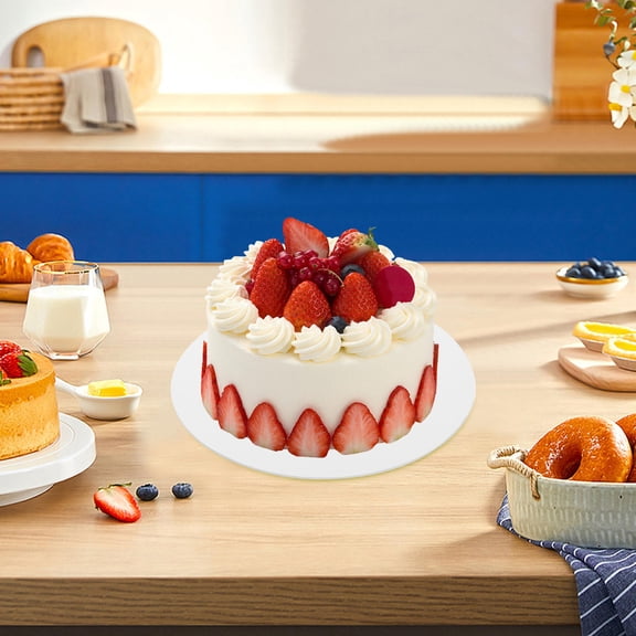 BESTYASH 10Pcs White Round Cake Boards Smooth Dessert Display Trays for Elegant Table Settings