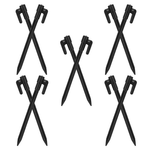 BESTYASH 10Pcs Windproof Black Plastic Tent Anchors for Camping Hiking Beach Canopy Support