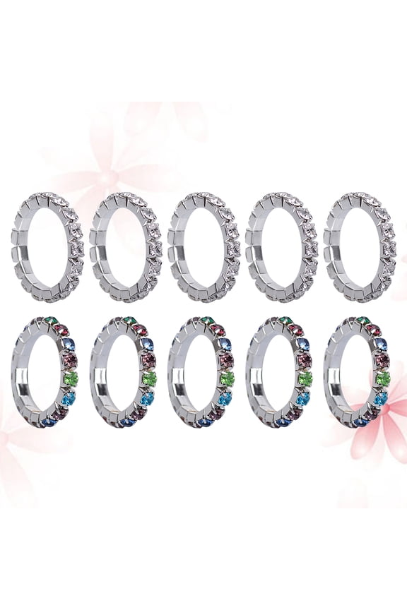 10Pcs Woman Toe Ring Plated Rhinestone Stylish Fashion Accessory for Outing Shopping Wedding