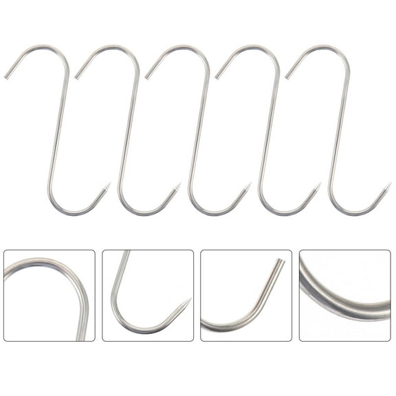 BESTYASH 10Pcs Silver S Shape Meat Hooks Durable Stainless Steel Hanging Hook for Cooking and Grill