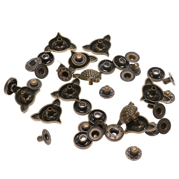 BESTYASH 10 Sets Dark Brown Alloy Snap Fasteners Buckle Kit for Handmade Bags and Craft Projects