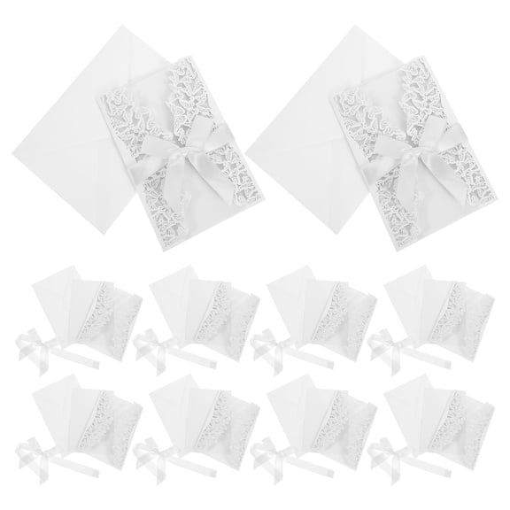 BESTYASH 10Sets Romantic Wedding Invitations White Laser Cut for Bridal Showers and Events
