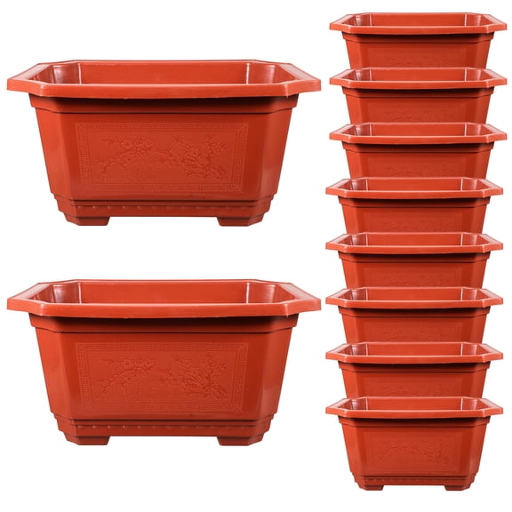 BESTYASH 10pcs Bulk Bonsai Containers Rectangular Suitable for Small Plants Dark Red Indoor Planting