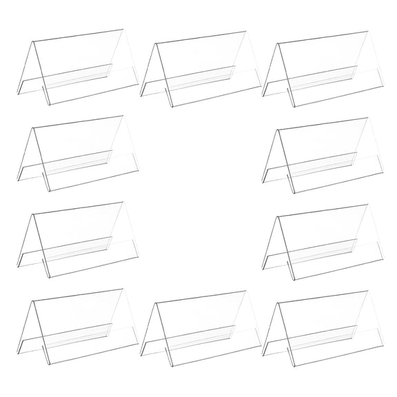 BESTYASH 10Pcs Clear Acrylic Name Plate Holder for Desk Dual Sided Office Display Stand