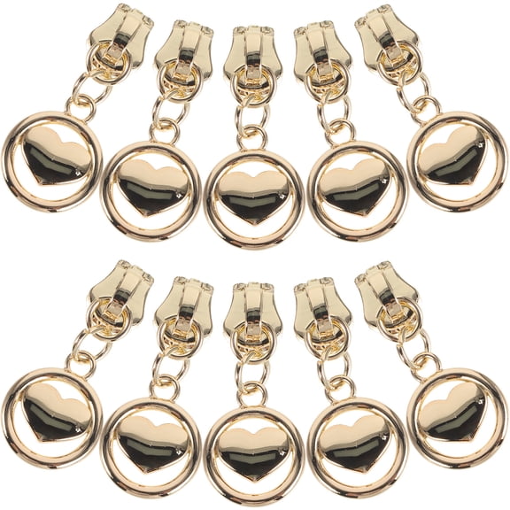 BESTYASH 10pcs Heart Zipper Pull Replacement Slider Kit for Jackets Bags and Clothing Repair Light