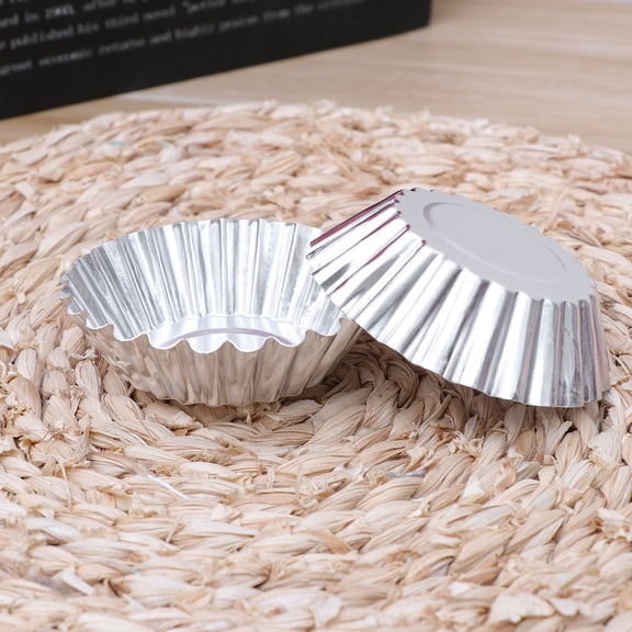 BESTYASH 10Pcs Nonstick Aluminum Alloy Cupcake Baking Cups Silver for Tartlets