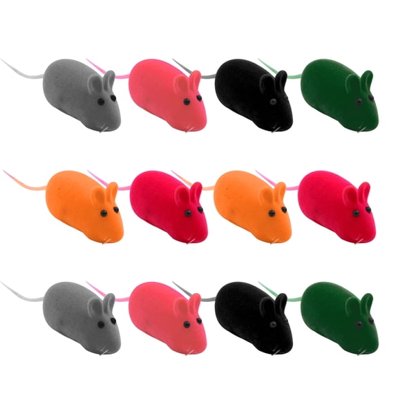 BESTYASH 12PCS Fake Mice for Dogs and Cats in Assorted Color for Entertainment
