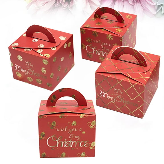 BESTYASH 12PCS Holiday Decorations with Wrapping Boxes for Presents Paper Red