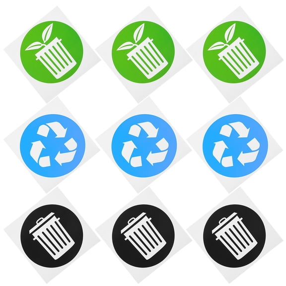 BESTYASH 12Pcs Adhesive Trash Can Recycling Stickers PVC Material Waterproof Waste Sorting Decals