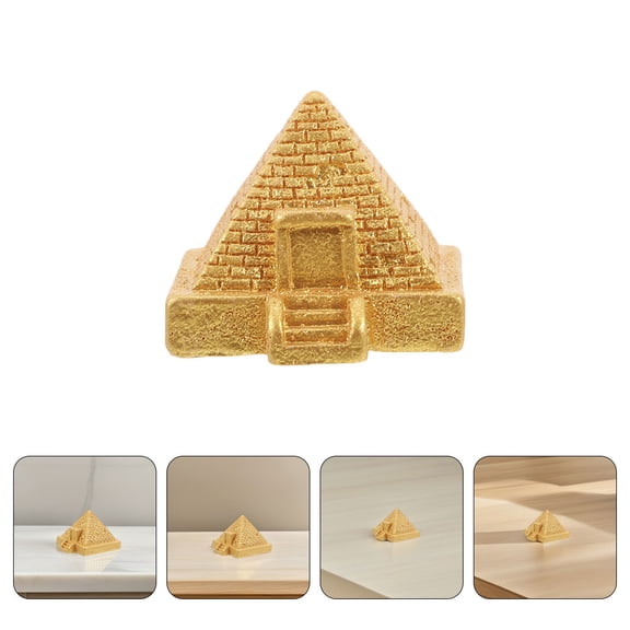 BESTYASH 12Pcs Small Golden Resin Pyramid for Indoor Garden and Shelf Decor