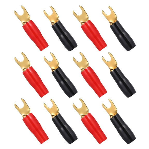 BESTYASH 12Pcs Universal Speaker Wire Connector Spade Brass Fork Terminals