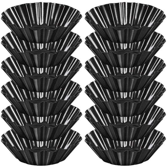 BESTYASH 12-Piece Black Carbon Steel Non-Stick Flower Shaped Tart Pans Set for Baking and Dessert Making