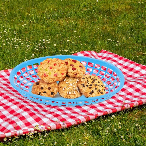 BESTYASH 12Pcs Blue Plastic Food Baskets Reusable Storage Baskets for Home and Kitchen Use