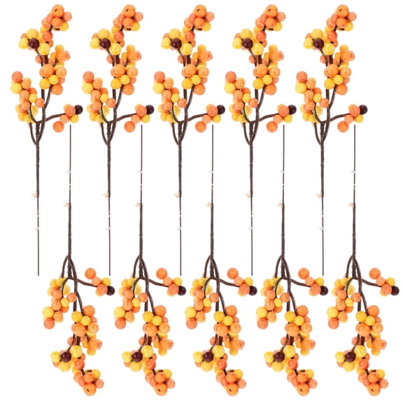 BESTYASH 12Pcs Christmas Berry Stems Artificial Yellow Simulation Branches for Seasonal Home Decor