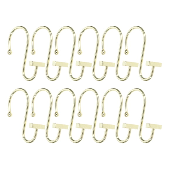 BESTYASH Golden Metal Shower Curtain Hooks, Sturdy Easy-Glide for Bathroom, 12Pcs