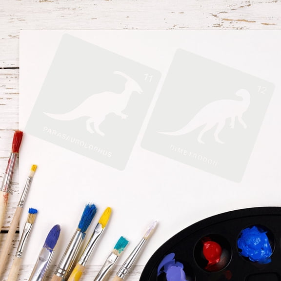 BESTYASH 12Pcs Dinosaur Painting Stencils White Reusable Hollow Out Templates for DIY Wall Decoration