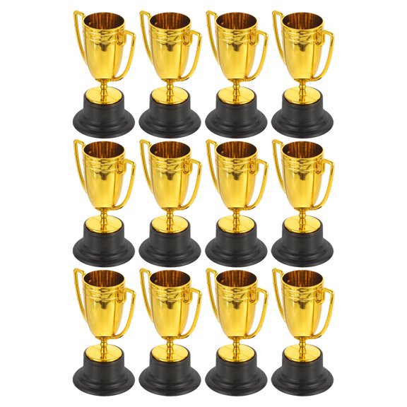BESTYASH Set of 12 Golden Plastic Trophy Cups for Party Awards, Competitions, Ceremonies, and School Event Celebrations