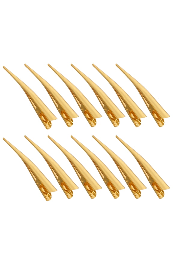 12Pcs Hair Clips For Hairdressing Golden Steel Wire Sectioning Supplies