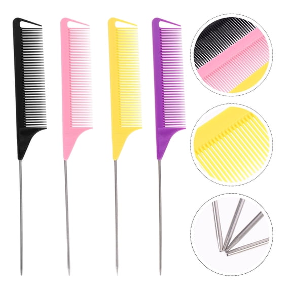 BESTYASH 12Pcs Haircutting Plastic Combs Black Comfortable Grip Smooth Teeth for Hair