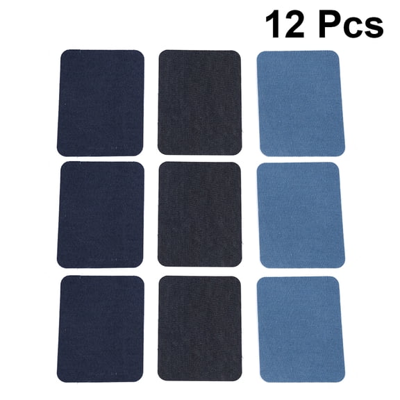 BESTYASH 12Pcs Iron on Black Jeans Patch Rectangular Cloth Paste for DIY Clothes Repair and Design