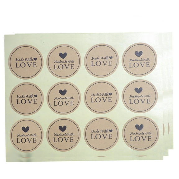 BESTYASH 12Pcs Adhesive Sealing Sticker Light Brown Cookie Bag Tags for Baking and Packaging