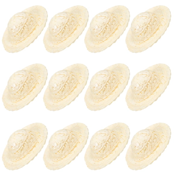BESTYASH 12Pcs Mini Straw Hats Decoration Straw for Toy Houses DIY