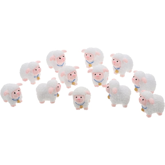 BESTYASH 12Pcs Miniature Sheep Figurine Multi Resin Plant Pot Ornament For DIY Fairy Garden Accessory