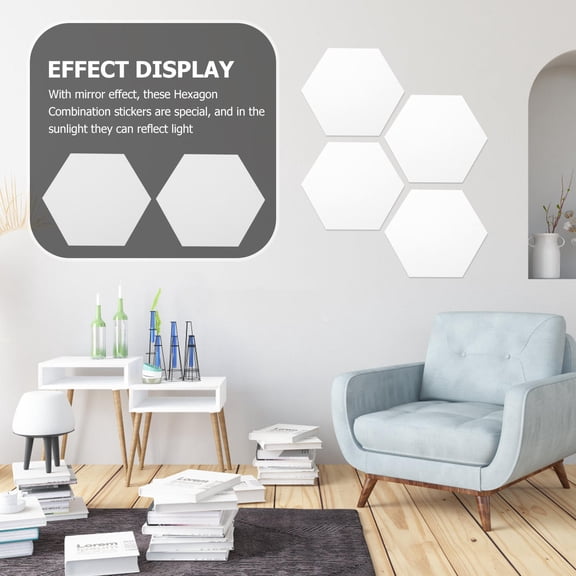 BESTYASH 12Pcs Hexagon Acrylic Mirror Wall Decor Stickers for Living Room and Bedroom