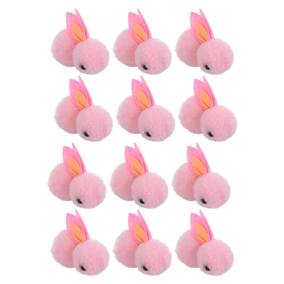 BESTYASH 12Pcs Pink Decorative Plush Rabbit Dolls Tiny Bunny Ornaments for Christmas Home and Desktop Decor
