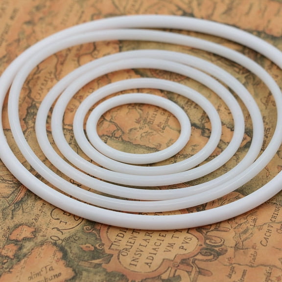 BESTYASH 12Pcs Plastic Dreamcatcher Circles White DIY Material for Spirit Mandalas Handwork Projects