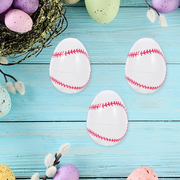BESTYASH 12Pcs Plastic Easter Eggs Baseball Style Fillable Candy Boxes for Easter Decor