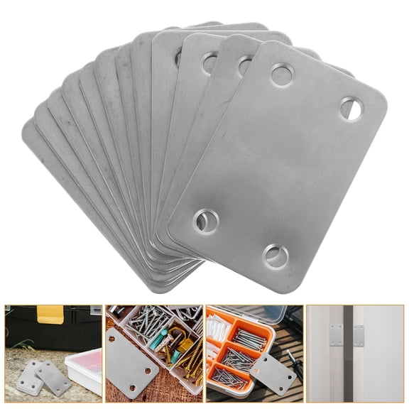 BESTYASH 12Pcs Plated Silver Stainless Steel Mending Plates Flat Braces for Wood Furniture Repair