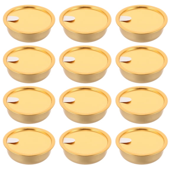 BESTYASH 12Pcs Aluminum Cans with Lids Golden Food Storage Containers for Cake Snacks