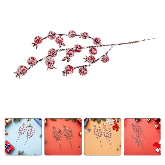 BESTYASH 12Pcs Reusable Faux Red Berry Branches for Winter Holiday Home and Office Decor