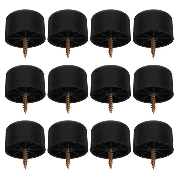 BESTYASH 12Pcs Round Black Plastic Sofa Legs Replacement for Furniture Chair Couch with Strong Support