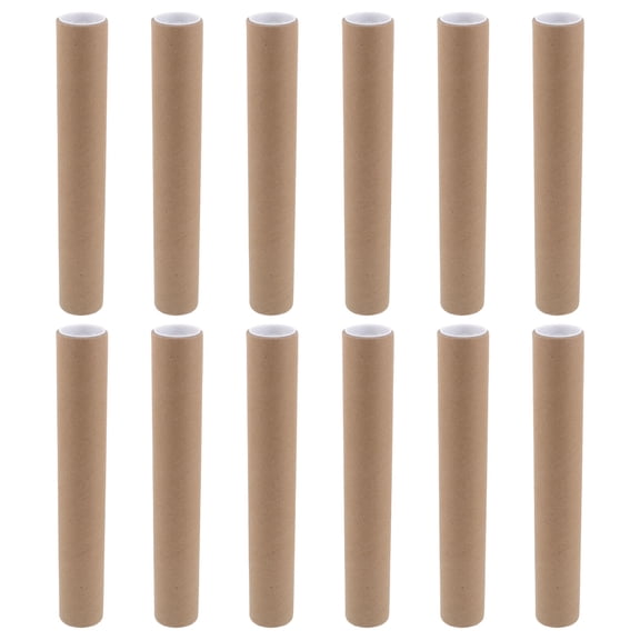 BESTYASH 12Pcs Round Cardboard Mailing Tubes Light Brown Kraft Paper with Caps for Blueprint and Poster Storage