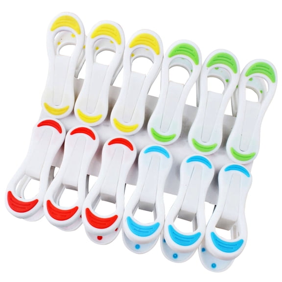 BESTYASH 12Pcs Windproof Plastic Clothespins for Clothes Hanging with Assorted Colors