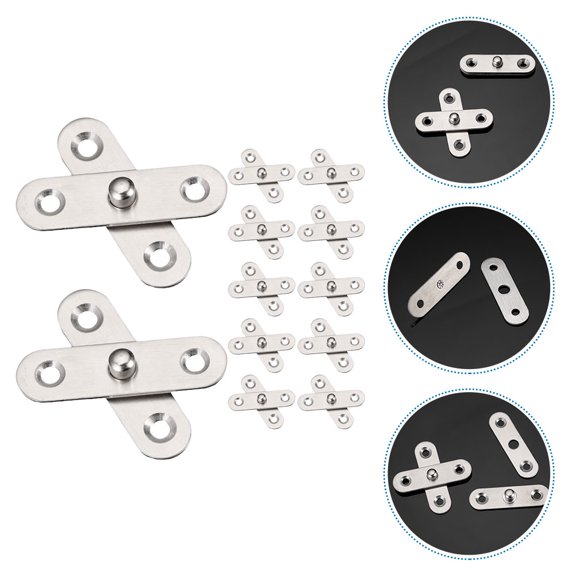 BESTYASH 12Pcs Stainless Steel 360 Degree Rotating Door Pivot Hinges for Durable Plated Silver Door Installation