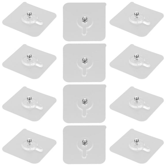 BESTYASH 12Pcs Transparent Non Trace Hooks Punch Free Picture Hanging Kit for Cement and Solid Walls