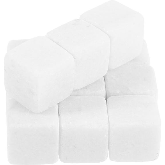 BESTYASH 12Pcs White Marble Stones Practical Reusable Beverage Ice Cubes for Home Use