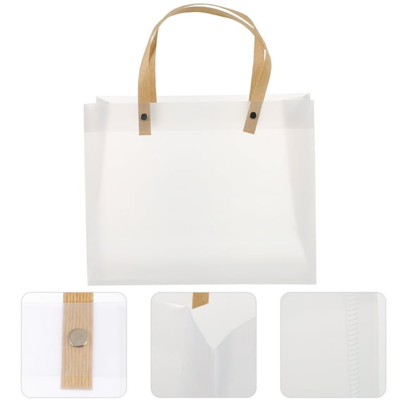 BESTYASH 12Pcs Clear Present Bag with Frosted Plastic and Comfortable Rope Handle