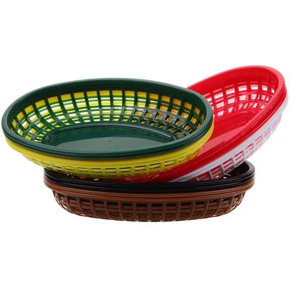 BESTYASH 12Pcs Reusable Plastic French Fries Basket Oval Shape for Kitchen Use Assorted Color