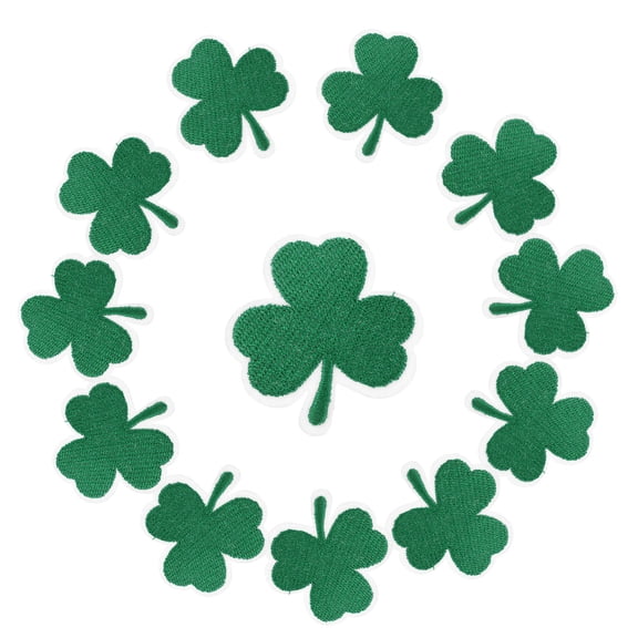 BESTYASH 12pcs Shamrock Applique Clothes Patch Green Polyester for DIY Decoration and Clothing Repair