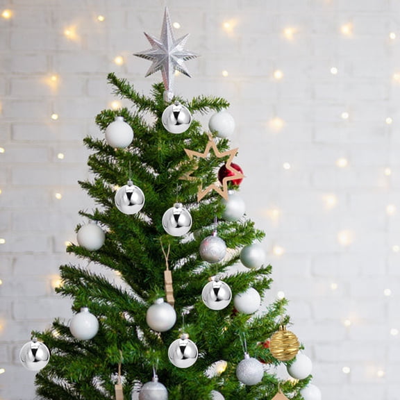 BESTYASH 12pcs Silver Mini Ornaments Christmas Decorations Hanging for Families