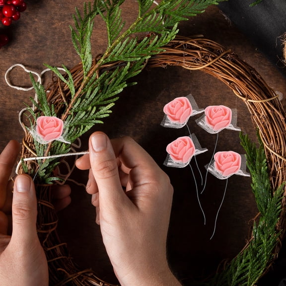 BESTYASH 144 Pcs Mini Faux Rose Flowers with Iron Wire Stems, Small Artificial Flower Bouquet for Home Decor