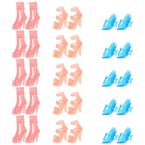 BESTYASH 15 Pairs of Elegant Shoes Toy Assorted Color Plastic Educational Toy for Mini House Decoration