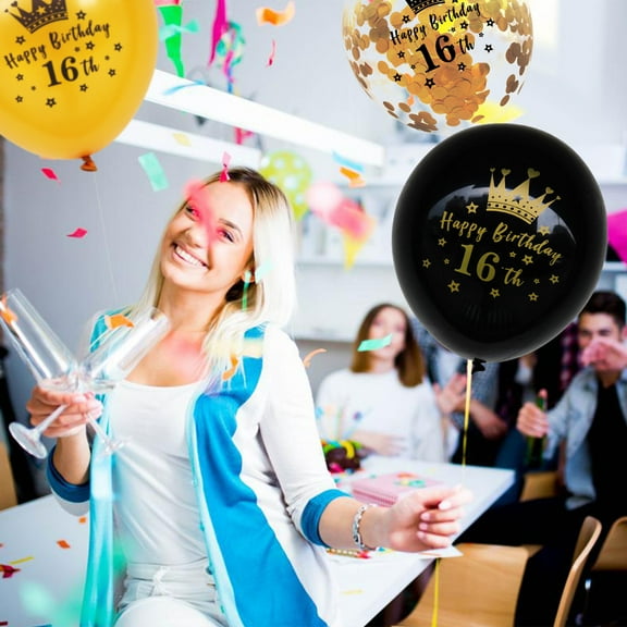 BESTYASH 15Pcs Assorted Color Confetti Birthday Balloons for Birthday Celebration